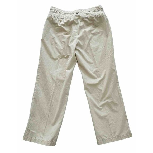 Banana Republic Women's Sz 12 Tan Pleated Cropped Ankle Pants 100% Cotton - Picture 3 of 7